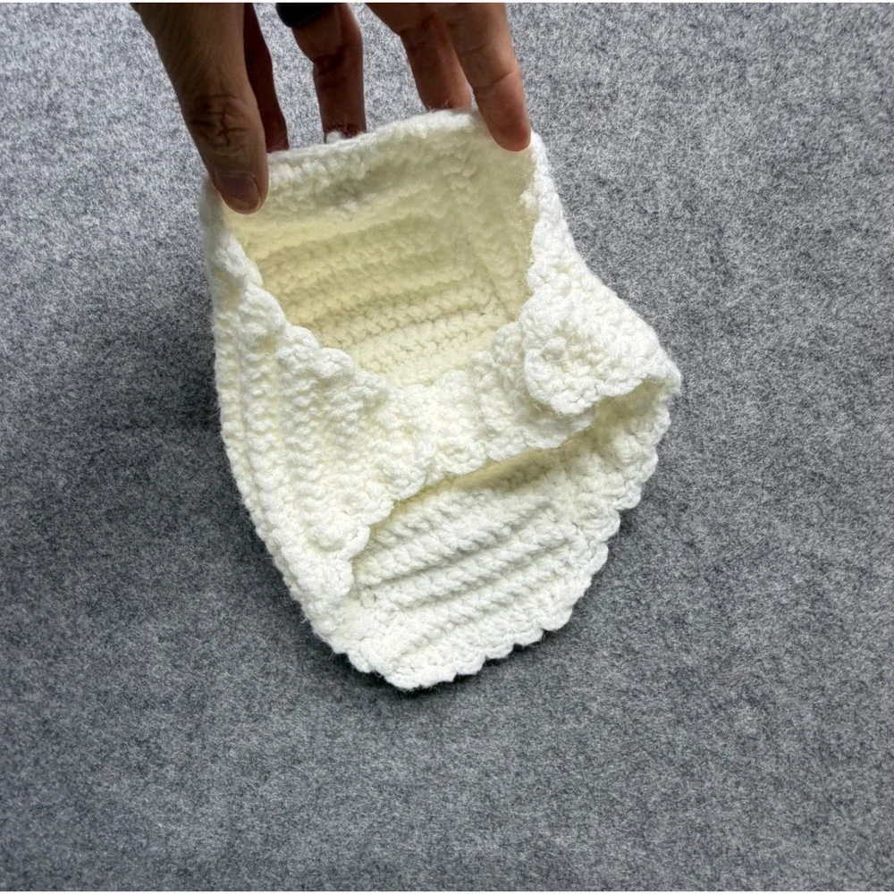 Vintage Handmade Crochet Baby Layette Set White Cardigan Bonnet Booties 0-6M